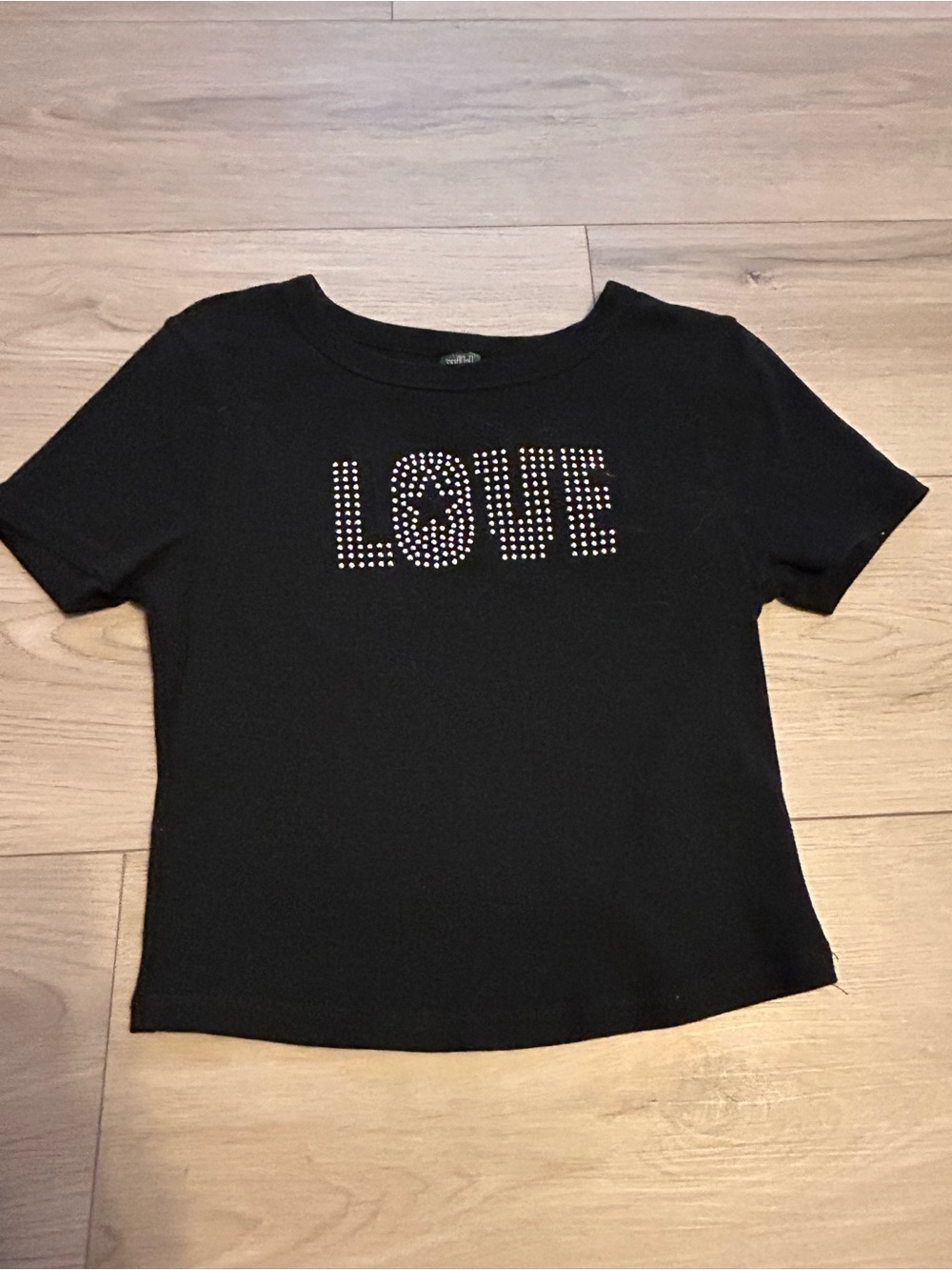 wild fable Black Short Sleeve Tee with Rhinestone LOVE